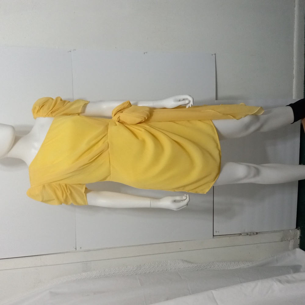 PRETTYLITTLETHING Lemon Chiffon Dress.